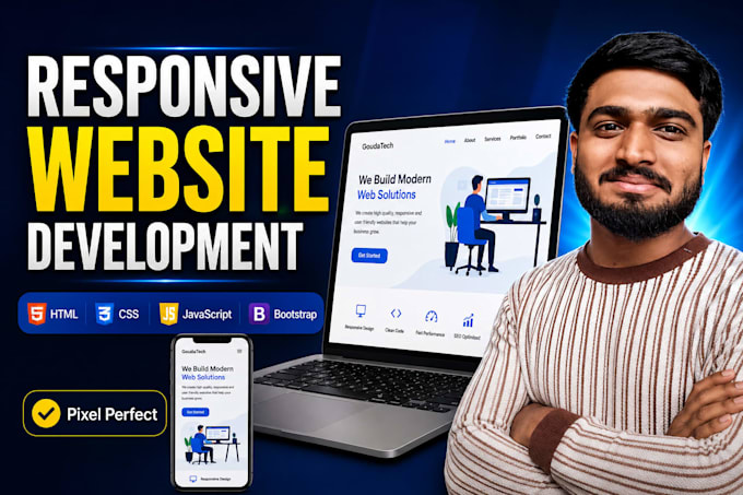 build a modern responsive HTML CSS javascript website