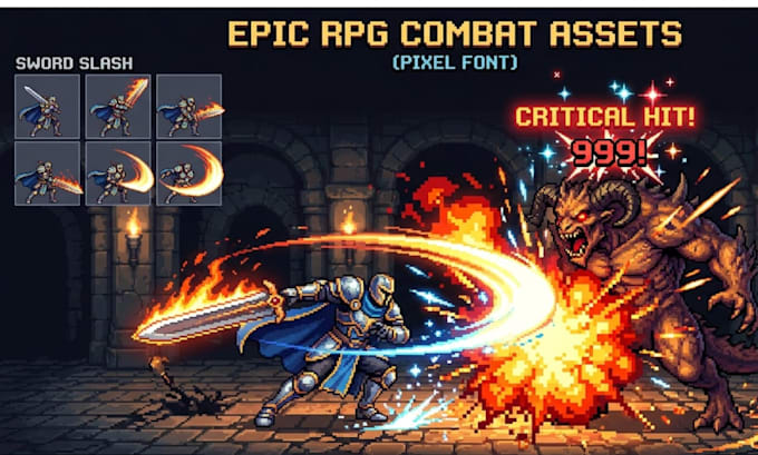 design custom rpg pixel art vfx and combat animations
