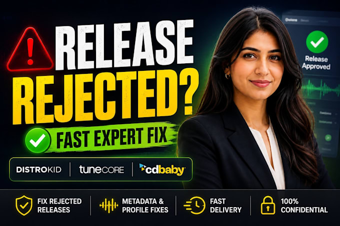 fix rejected music releases on distrokid, tunecore, cd baby, ditto and yt