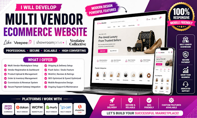 develop multi vendor ecommerce website veepee showroomprive vestiaire