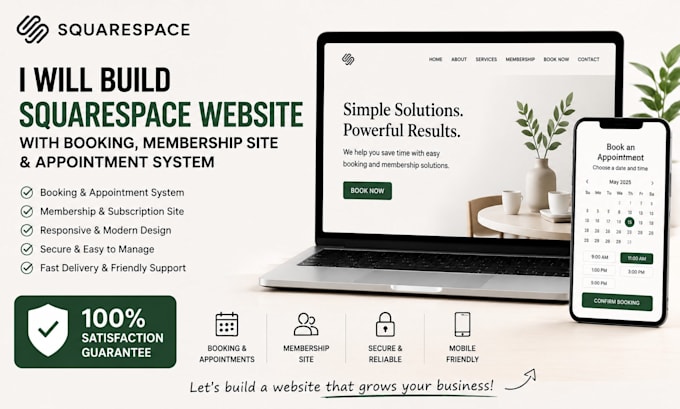 build squarespace website with booking, membership site and appointment system