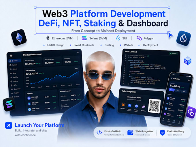 develop smart contract web3 dapp solana staking token launch