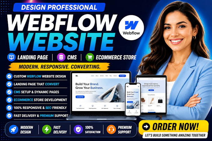design professional webflow website landing page  cms and ecommerce store