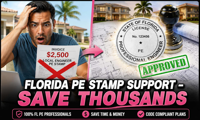 licensed florida pe stamp support for city permit drawings georgia virginia tx