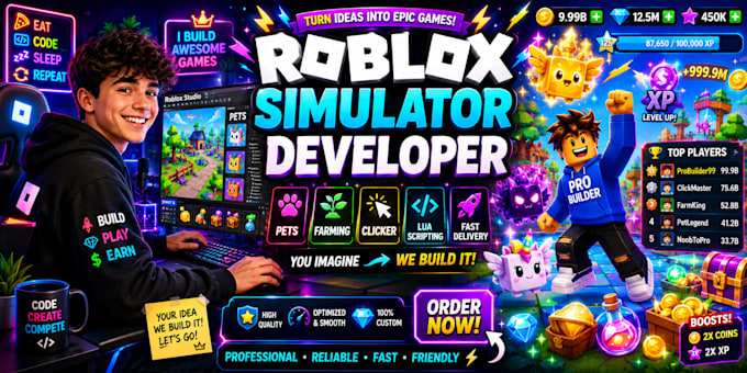 develop a custom roblox simulator game with lua scripting in roblox studio