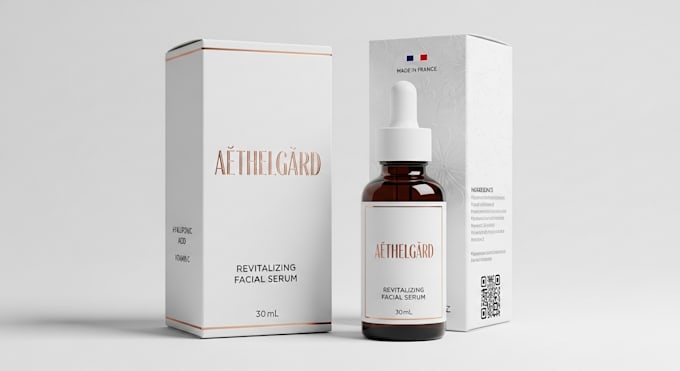 design premium cosmetic label and box packaging design