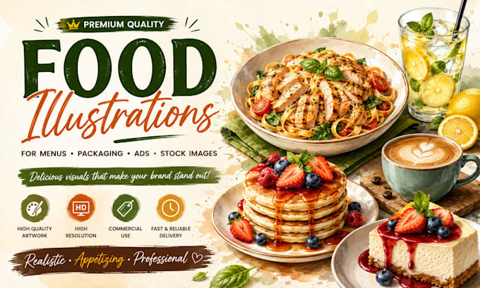 professional food illustrations for commercial use