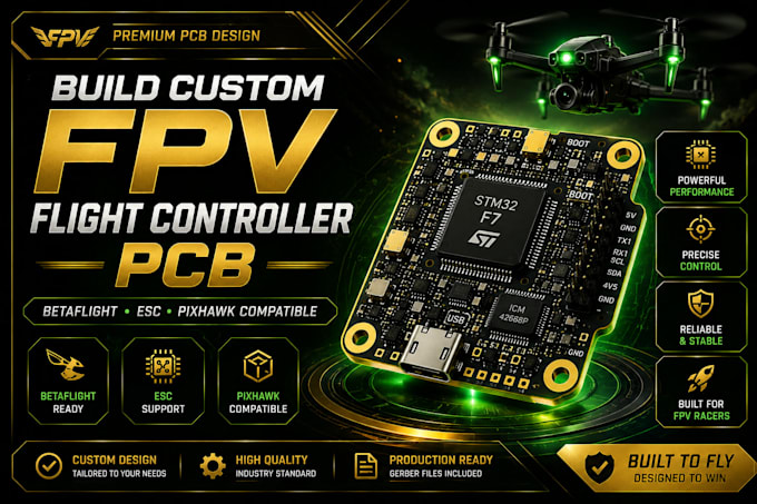 build custom fpv flight controller pcb, betaflight, esc and pixhawk compatible