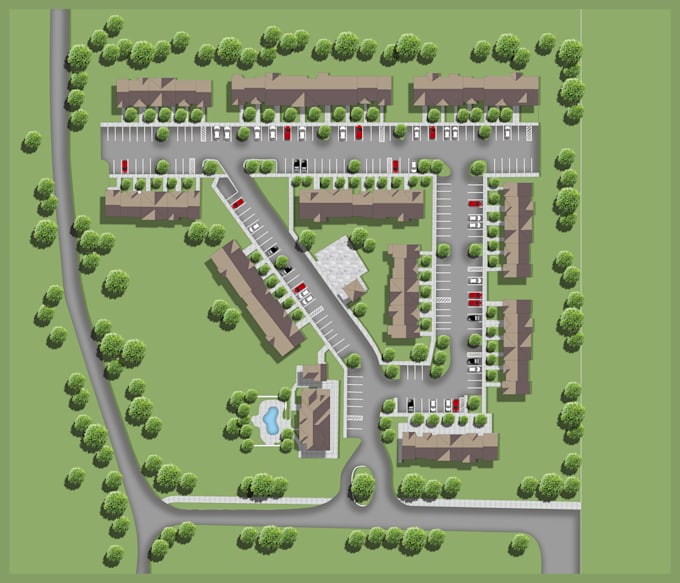 create professional architectural site plan rendering