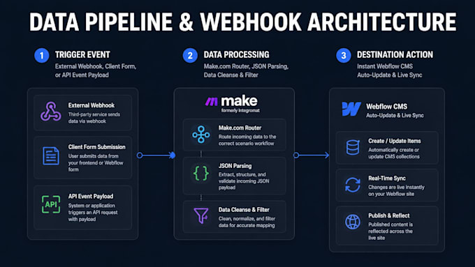 build make com webhooks for webflow cms