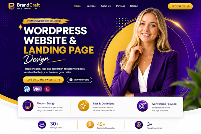 create landing page and complete wordpress website