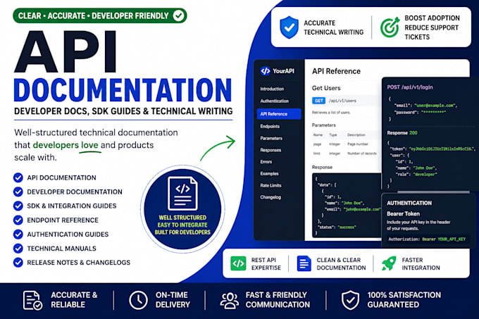 write API documentation developer docs sdk guides and technical documentation