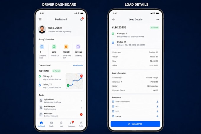 develop trucking dispatch software and tms fleet tracking app