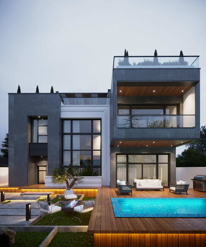 create architectural visualization and villa rendering