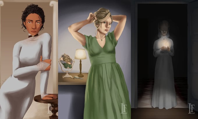 draw digital character illustrations of original characters