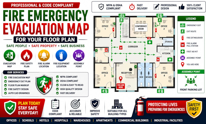 design fire emergency evacuation map for your floor plan