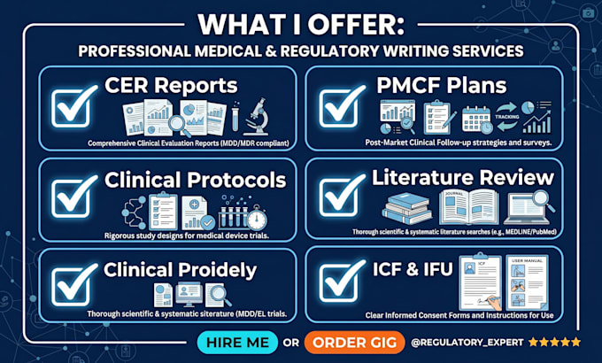write clinical regulatory documents cer pmcf and medical reports
