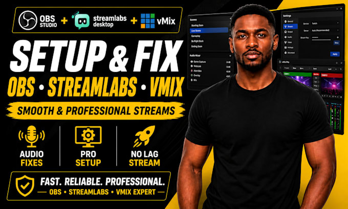 configure or fix obs studio, streamlabs and vmix for live streaming