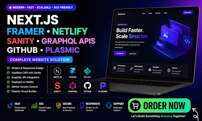 create next js framer netlify sanity graphql apis github plasmic website builder