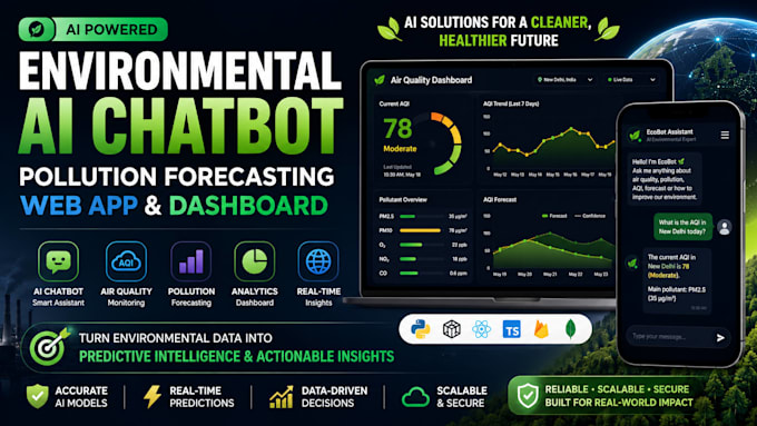 do environmental ai chatbot, pollution forecasting web app, analytics dashboard