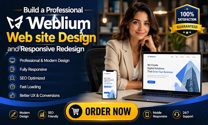 build a professional weblium website design and responsive redesign