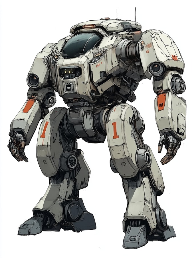 create retro mecha or scifi gundam art
