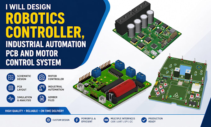 design robotics controller, industrial automation pcb and motor control system