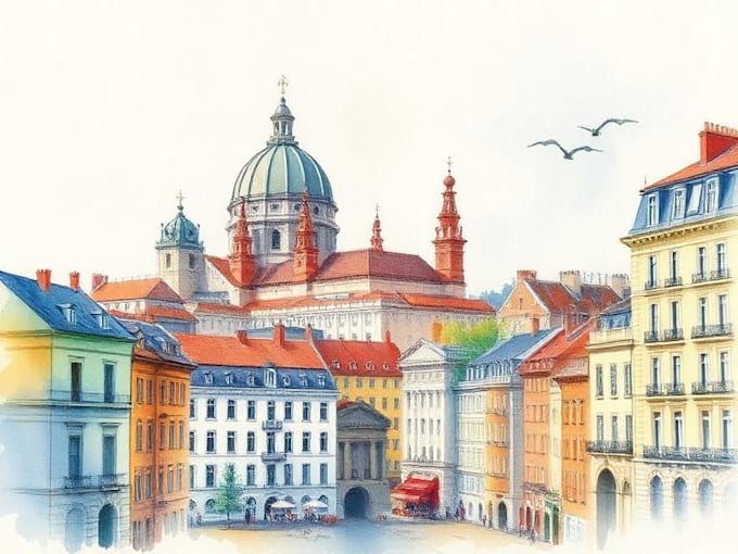 paint architecture or cityscape in watercolor