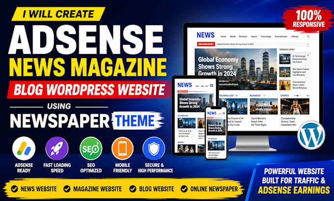 create adsense news magazine blog wordpress website using newspaper theme