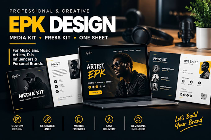 design a professional epk, media kit, press kit