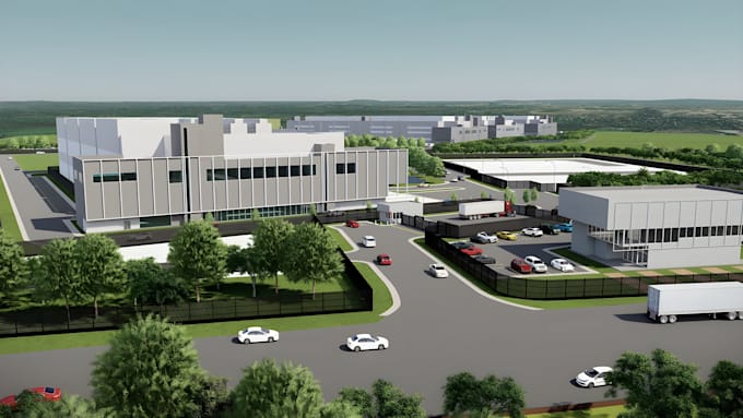 design ai data center, server facility, modular data center 3d visualization