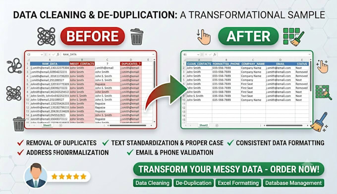 do expert excel data organization, clean up data, and format word documents