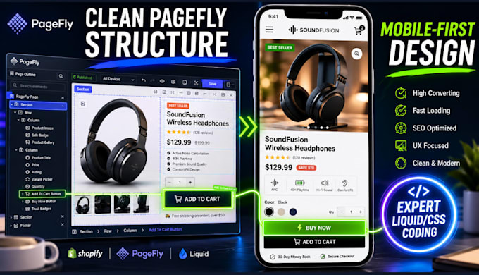 design a high converting shopify landing page using pagefly