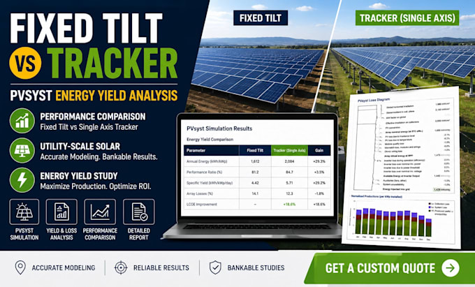 compare fixed tilt and tracker systems using pvsyst