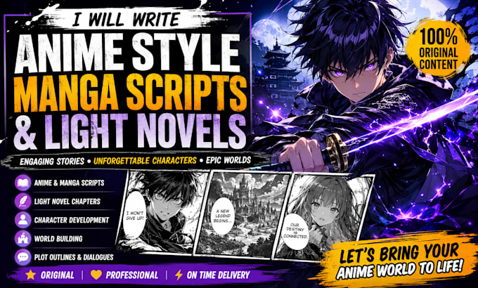 write anime style fiction manga scripts and light novels