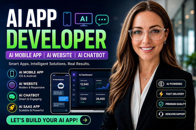 be your ai app developer for ai mobile app, ai website, ai chatbot development