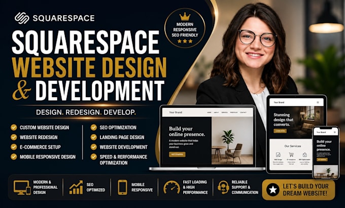 develop a professional squarespace website and online store