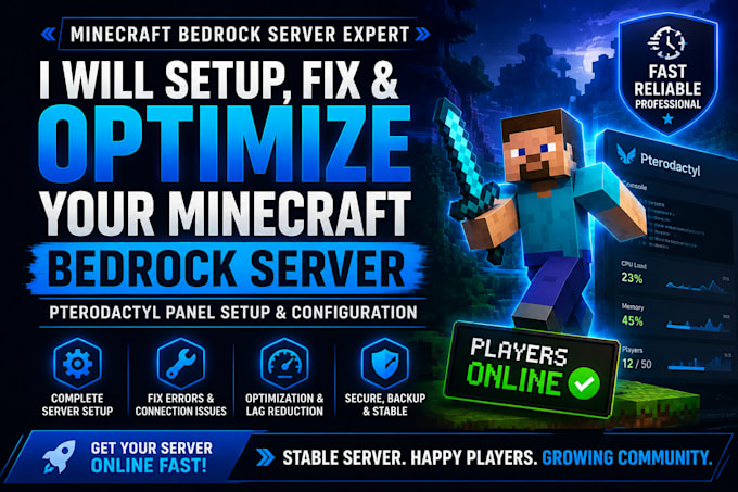 fix and setup your minecraft bedrock server with pterodactyl