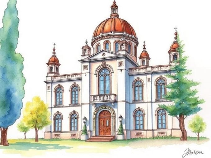 create a handmade architectural watercolor