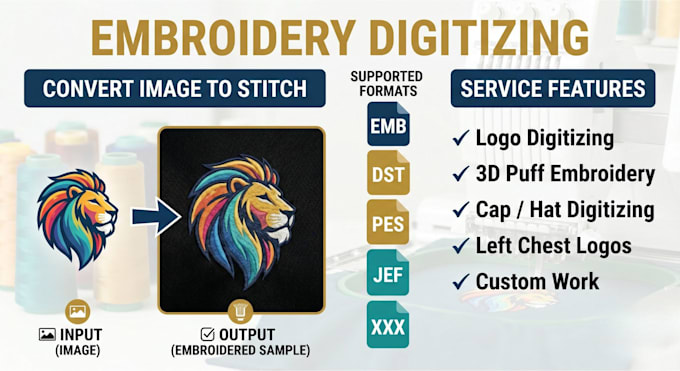 do embroidery digitizing, convert image to dst emb pes jep embroidery file