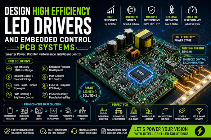 design high efficiency led drivers and embedded control pcb systems