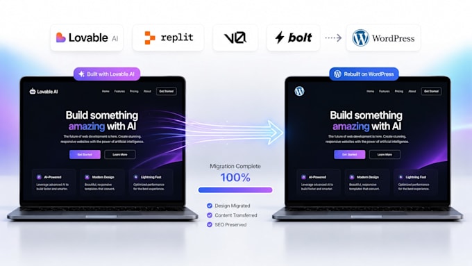 migrate lovable ai to wordpress convert replit vo or bolt to wordpress website