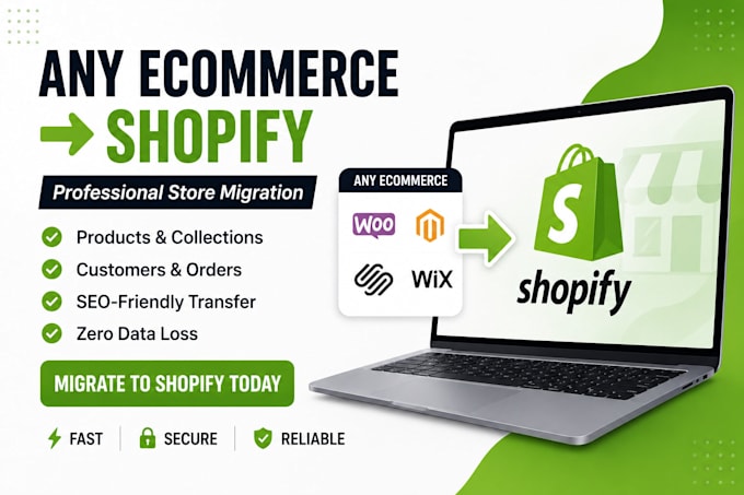 migrate and convert your ecommerce store to shopify with complete setup
