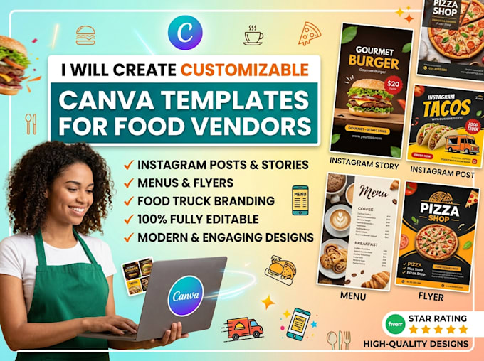 create customizable canva templates for food vendors