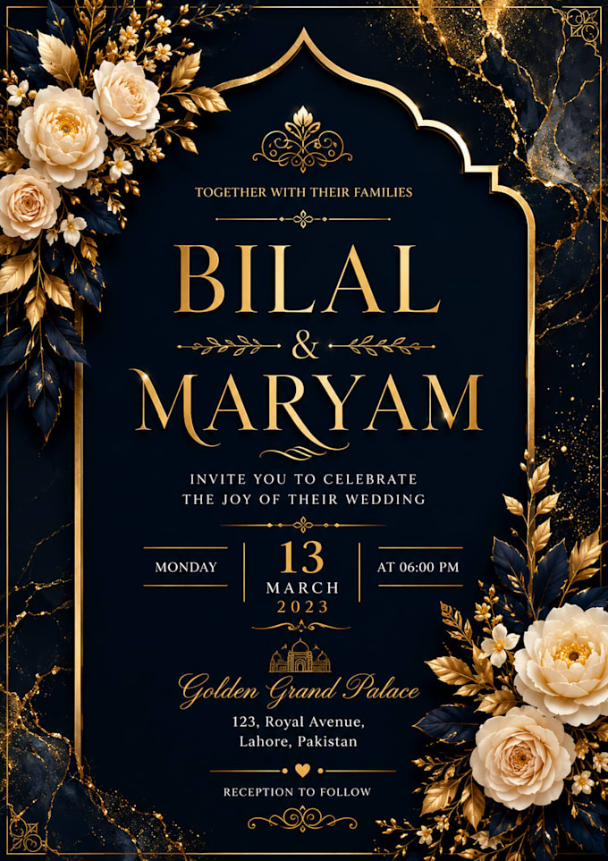 modern wedding invitation card, marriage card
