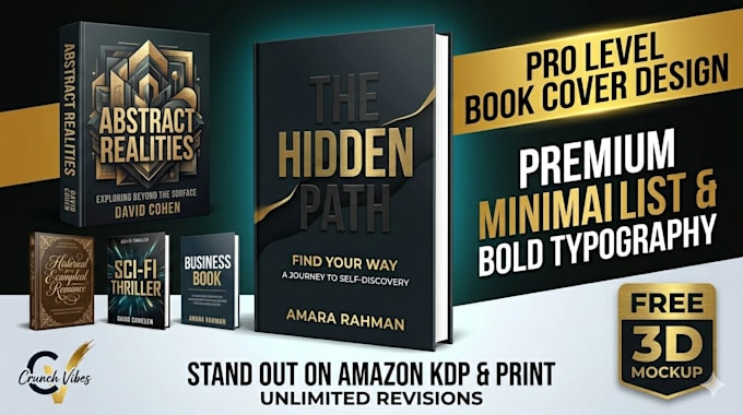 do minimalist and typography book cover design with 3d mockup
