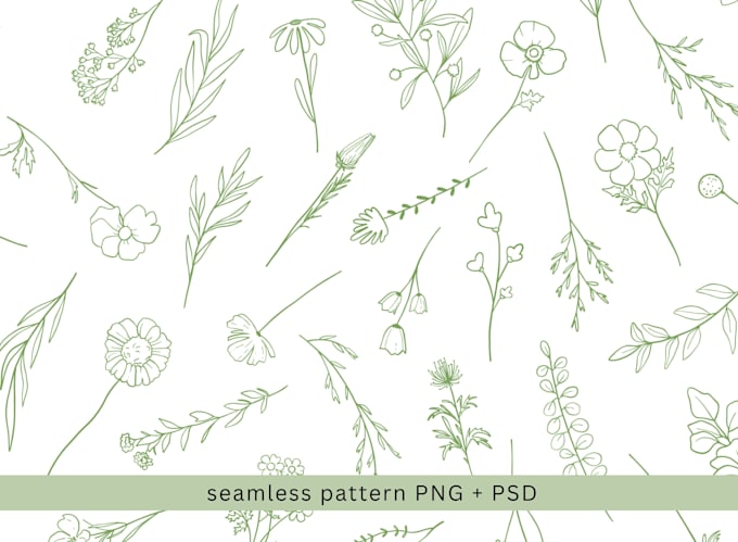 do custom line art botanical seamless pattern design