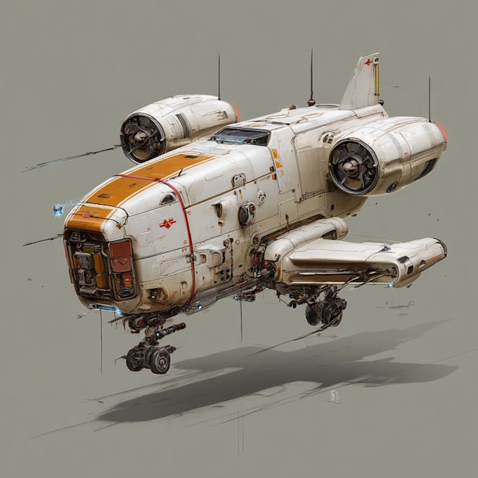 design spaceship, sci fi illustration and sci fi art