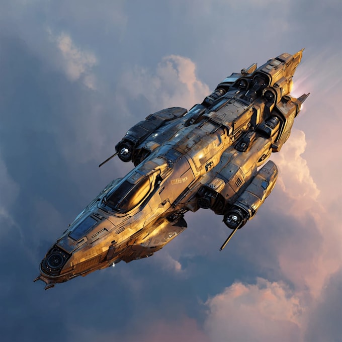 create sci fi spaceship art and futuristic illustrations