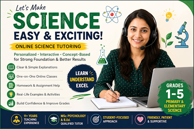 be your online science tutor for grades 1 to 5 with interactive lessons
